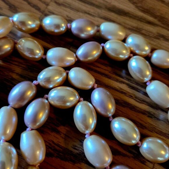 MONET Long Length Rope Pearls In Champagne, Cream, Light Mauve TIMELESS CHIC! - Picture 3 of 12